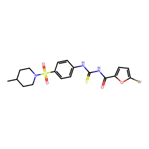 5-bromo-N-((4-((4-methylpiperidin-1-yl)sulfonyl)phenyl)carbamothioyl)furan-2-carboxamide structure