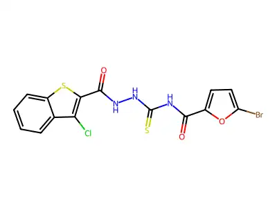 5-bromo-N-({2-[(3-chloro-1-benzothien-2-yl)carbonyl]hydrazino}carbothioyl)-2-furamide structure