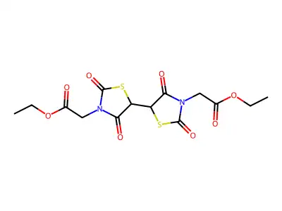 Diethyl 2,2'-(2,2',4,4'-tetraoxo-5,5'-bi-1,3-thiazolidine-3,3'-diyl)diacetate structure