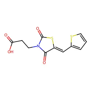 3-[2,4-Dioxo-5-(2-thienylmethylene)-1,3-thiazolidin-3-yl]propanoic acid structure