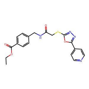 ethyl 4-{[({[5-(4-pyridinyl)-1,3,4-oxadiazol-2-yl]thio}acetyl)amino]methyl}benzoate structure