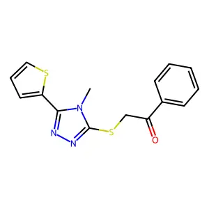 2-(4-Methyl-5-thiophen-2-yl-4H-[1,2,4]triazol-3-ylsulfanyl)-1-phenyl-ethanone structure