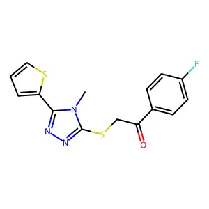 1-(4-fluorophenyl)-2-{[4-methyl-5-(2-thienyl)-4H-1,2,4-triazol-3-yl]thio}ethanone structure