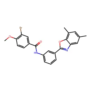 3-bromo-N-[3-(5,7-dimethyl-1,3-benzoxazol-2-yl)phenyl]-4-methoxybenzamide structure