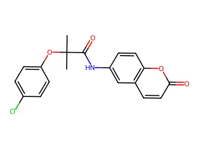 2-(4-chlorophenoxy)-2-methyl-N-(2-oxochromen-6-yl)propanamide structure