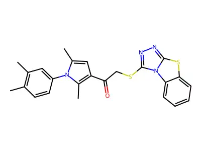 1-[1-(3,4-dimethylphenyl)-2,5-dimethyl-1H-pyrrol-3-yl]-2-([1,2,4]triazolo[3,4-b][1,3]benzothiazol-3-ylsulfanyl)ethanone structure
