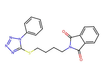 2-{4-[(1-phenyl-1H-1,2,3,4-tetrazol-5-yl)sulfanyl]butyl}-2,3-dihydro-1H-isoindole-1,3-dione structure