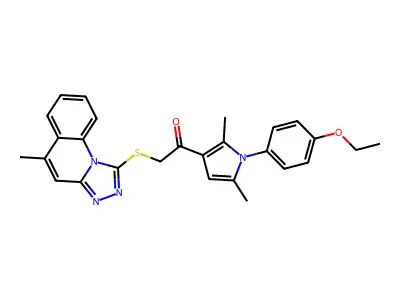 1-[1-(4-ethoxyphenyl)-2,5-dimethyl-1H-pyrrol-3-yl]-2-[(5-methyl[1,2,4]triazolo[4,3-a]quinolin-1-yl)sulfanyl]ethanone structure