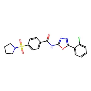 N-(5-(2-chlorophenyl)-1,3,4-oxadiazol-2-yl)-4-(pyrrolidin-1-ylsulfonyl)benzamide structure