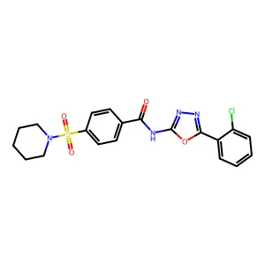 N-[5-(2-chlorophenyl)-1,3,4-oxadiazol-2-yl]-4-piperidin-1-ylsulfonylbenzamide structure