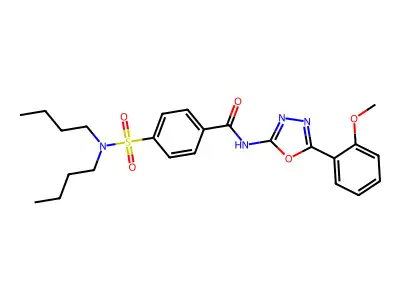 4-(dibutylsulfamoyl)-N-[5-(2-methoxyphenyl)-1,3,4-oxadiazol-2-yl]benzamide structure