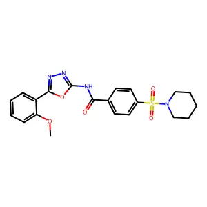 N-[5-(2-methoxyphenyl)-1,3,4-oxadiazol-2-yl]-4-piperidin-1-ylsulfonylbenzamide structure