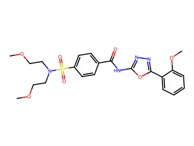 4-[bis(2-methoxyethyl)sulfamoyl]-N-[5-(2-methoxyphenyl)-1,3,4-oxadiazol-2-yl]benzamide structure