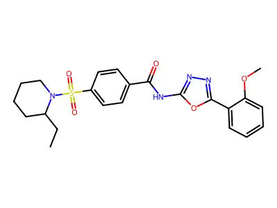 4-((2-ethylpiperidin-1-yl)sulfonyl)-N-(5-(2-methoxyphenyl)-1,3,4-oxadiazol-2-yl)benzamide structure