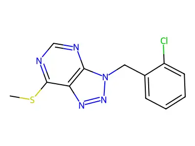 3-(2-chlorobenzyl)-3H-[1,2,3]triazolo[4,5-d]pyrimidin-7-yl methyl sulfide structure