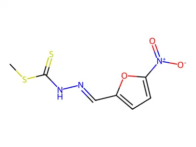 methyl N-[(5-nitrofuran-2-yl)methylideneamino]carbamodithioate structure
