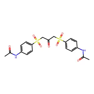 N,N'-[(2-oxopropane-1,3-diyl)bis(sulfonylbenzene-4,1-diyl)]diacetamide structure