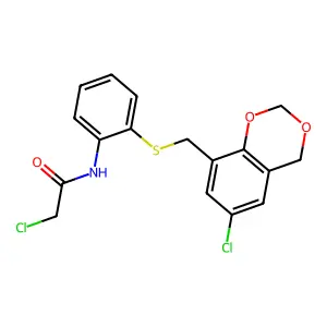 Acetamide, 2-chloro-N-[2-[[(6-chloro-4H-1,3-benzodioxin-8-yl)methyl]thio]phenyl]- structure