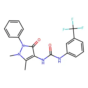 3-(1,5-dimethyl-3-oxo-2-phenyl-2,3-dihydro-1H-pyrazol-4-yl)-1-[3-(trifluoromethyl)phenyl]urea structure