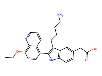 2-[3-(4-aminobutyl)-2-(8-ethoxyquinolin-5-yl)-1H-indol-5-yl]acetic Acid structure