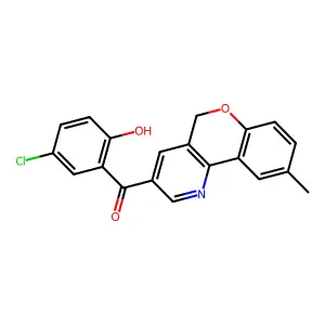 (5-chloro-2-hydroxyphenyl)(9-methyl-5H-chromeno[4,3-b]pyridin-3-yl)methanone structure