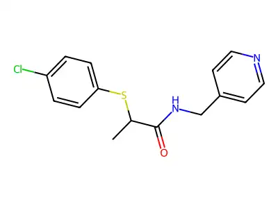 2-(4-chlorophenyl)sulfanyl-N-(pyridin-4-ylmethyl)propanamide structure