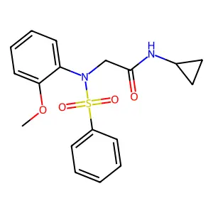 2-[N-(benzenesulfonyl)-2-methoxyanilino]-N-cyclopropylacetamide structure