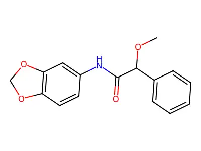 N-(1,3-benzodioxol-5-yl)-2-methoxy-2-phenylacetamide structure