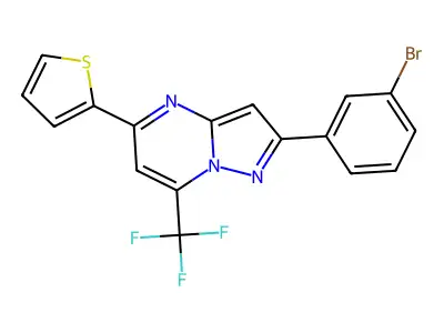 2-(3-Bromophenyl)-5-thien-2-yl-7-(trifluoromethyl)pyrazolo[1,5-a]pyrimidine structure