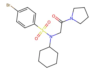 4-bromo-N-cyclohexyl-N-(2-oxo-2-pyrrolidin-1-ylethyl)benzenesulfonamide structure