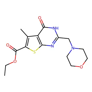 ethyl 5-methyl-2-(morpholinomethyl)-4-oxo-3,4-dihydrothieno[2,3-d]pyrimidine-6-carboxylate structure
