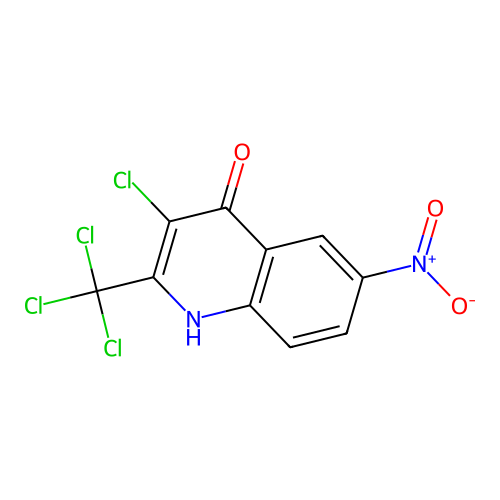 3-chloro-6-nitro-2-(trichloromethyl)-1H-quinolin-4-one structure