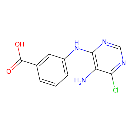 3-[(5-Amino-6-chloropyrimidin-4-yl)amino]benzoic acid structure