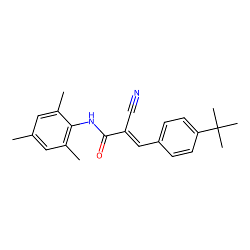 3-(4-tert-butylphenyl)-2-cyano-N-(2,4,6-trimethylphenyl)prop-2-enamide structure