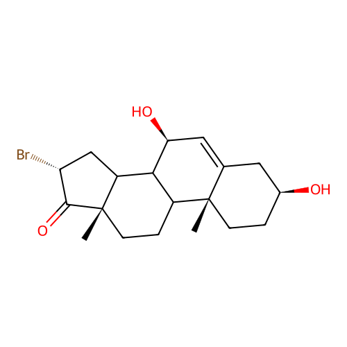 (3Beta,7beta,8xi,9xi,14xi,16alpha)-16-bromo-3,7-dihydroxyandrost-5-en-17-one structure