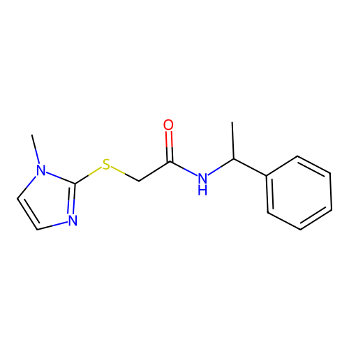 2-[(1-methyl-1H-imidazol-2-yl)sulfanyl]-N-(1-phenylethyl)acetamide structure