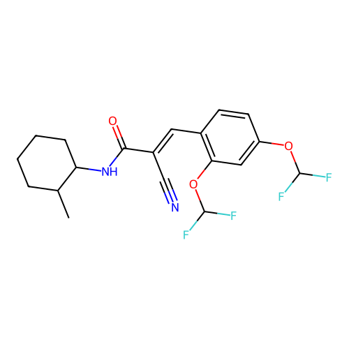 3-[2,4-bis(difluoromethoxy)phenyl]-2-cyano-N-(2-methylcyclohexyl)prop-2-enamide structure