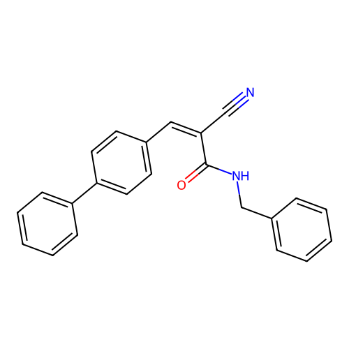 (Z)-N-benzyl-2-cyano-3-(4-phenylphenyl)prop-2-enamide structure