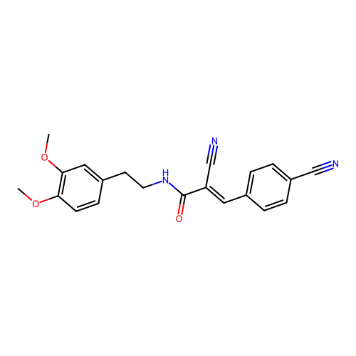 2-cyano-3-(4-cyanophenyl)-N-[2-(3,4-dimethoxyphenyl)ethyl]prop-2-enamide structure