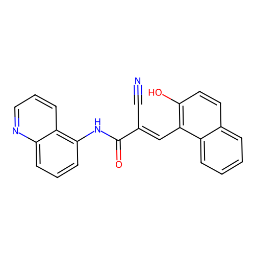 2-cyano-3-(2-hydroxynaphthalen-1-yl)-N-(quinolin-5-yl)prop-2-enamide structure