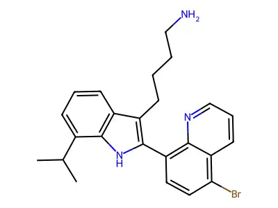 4-[2-(5-bromoquinolin-8-yl)-7-propan-2-yl-1H-indol-3-yl]butan-1-amine structure