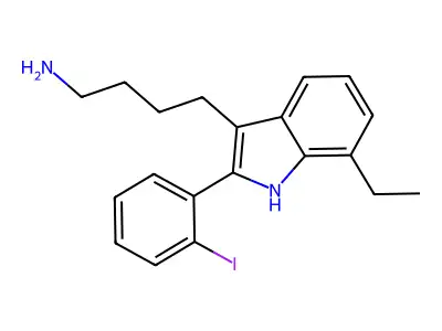 4-[7-ethyl-2-(2-iodophenyl)-1H-indol-3-yl]butan-1-amine structure