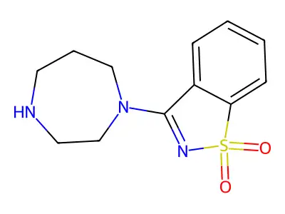1,2-Benzisothiazole, 3-(hexahydro-1H-1,4-diazepin-1-yl)-, 1,1-dioxide structure