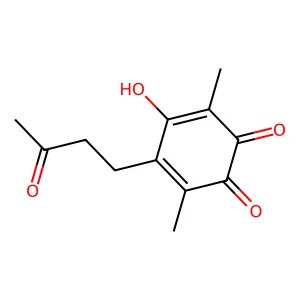 4-Hydroxy-3,6-dimethyl-5-(3-oxobutyl)cyclohexa-3,5-diene-1,2-dione structure