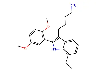 4-[2-(2,5-dimethoxyphenyl)-7-ethyl-1H-indol-3-yl]butan-1-amine structure