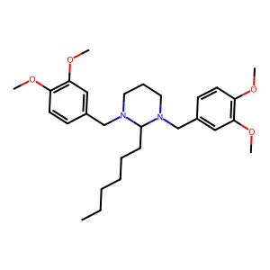 1,3-Bis(3,4-dimethoxybenzyl)-2-hexylhexahydropyrimidine structure