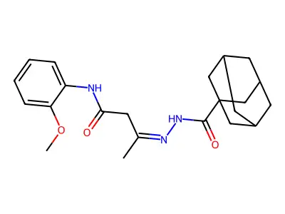 N-(2-Methoxyphenyl)-3-[2-(tricyclo[3.3.1.1~3,7~]decane-1-carbonyl)hydrazinylidene]butanamide structure
