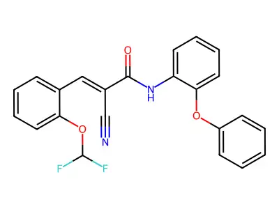 2-cyano-3-[2-(difluoromethoxy)phenyl]-N-(2-phenoxyphenyl)prop-2-enamide structure