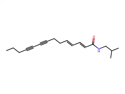 N-(2-methylpropyl)-2,4-tetradecadiene-8,10-diynamide structure