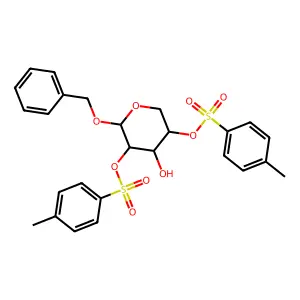 [4-hydroxy-5-(4-methylphenyl)sulfonyloxy-6-phenylmethoxyoxan-3-yl] 4-methylbenzenesulfonate structure